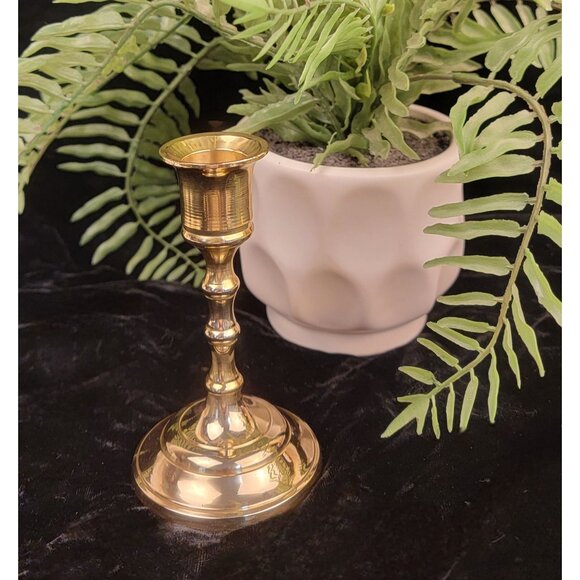 Vintage Mid-1900s Solid Brass Candlestick - Picture 12 of 13